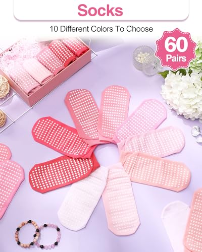 Image of Chuarry 60 Pairs Cotton Yoga Socks Non Slip Skid Sticky Socks for Women Elderly Hospital Pilates Ballet Barre