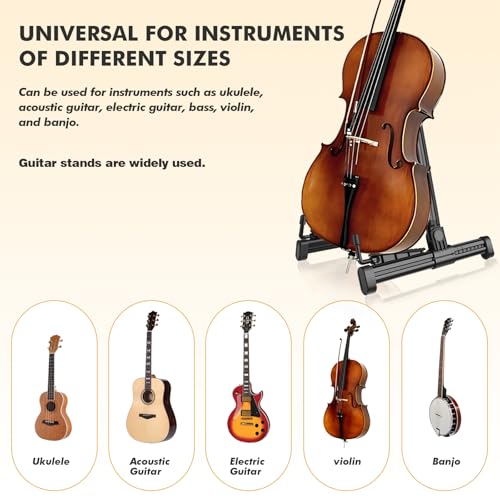 UPELLA Guitar Stands, ABS Plastic Lightweight Strong A-Frame Guitar Floor Stand, Guitar Rack Foldable Guitars Holder for Bass, Banjo, Cello, Mandolin, Guitar Accessories (Black)