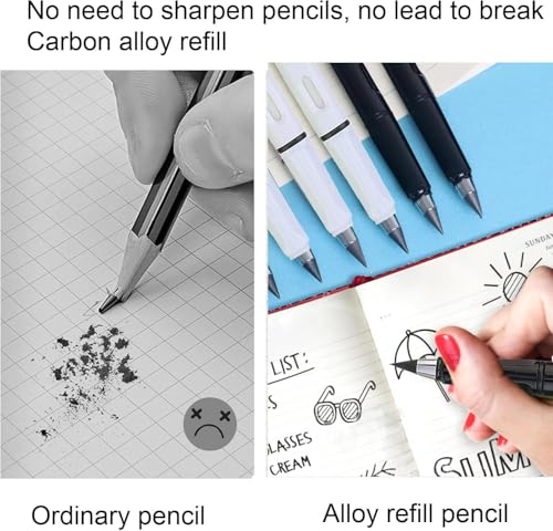 XIUSHE Set de 8 lápices infinitos de escritura metálicos sin tinta miniatura 6
