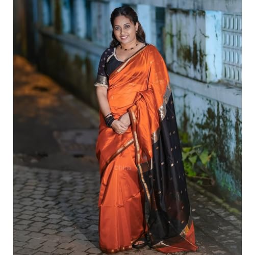Image of Original Maheswari Cotton Silk Saree for Women | Kanjivaram Pure Silk Cotton Sari with Blouse | Zari Work | Tassels | Handloom Weave