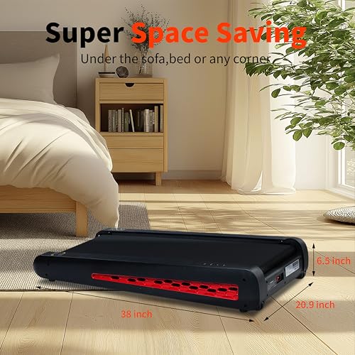 Image of 7 Incline Walking Pad Treadmill - Portable Compact Treadmills Under Desk Treadmill, Incline Treadmills for Home Office, Upright Stand, 2.55HP Portable Treadmill with 220 lbs Capacity，LED Display