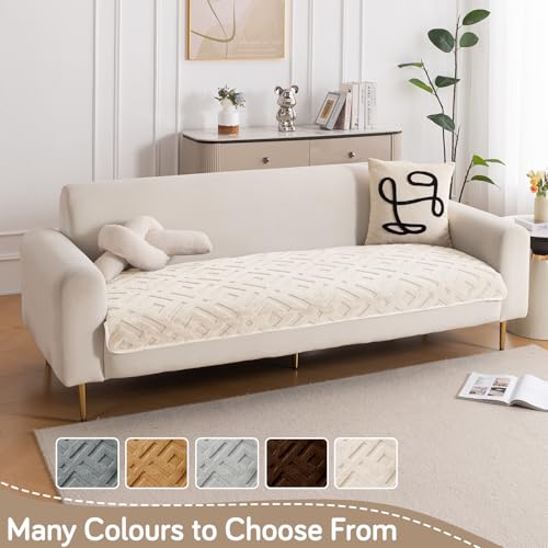 Image of HOKIPO 'Velvet Maze' Premium Anti Slip Sofa Cover Mats for L Shape and 1 /2 /3 Seater Sofa. Make Your Own Sofa Cover Set, 70(D) x 170(L) cm, Beige (AR-5907-BGE)