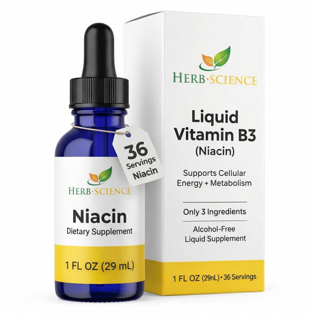 Liquid Vitamin B3 Niacin Drops, Alcohol-Free, 1 Oz