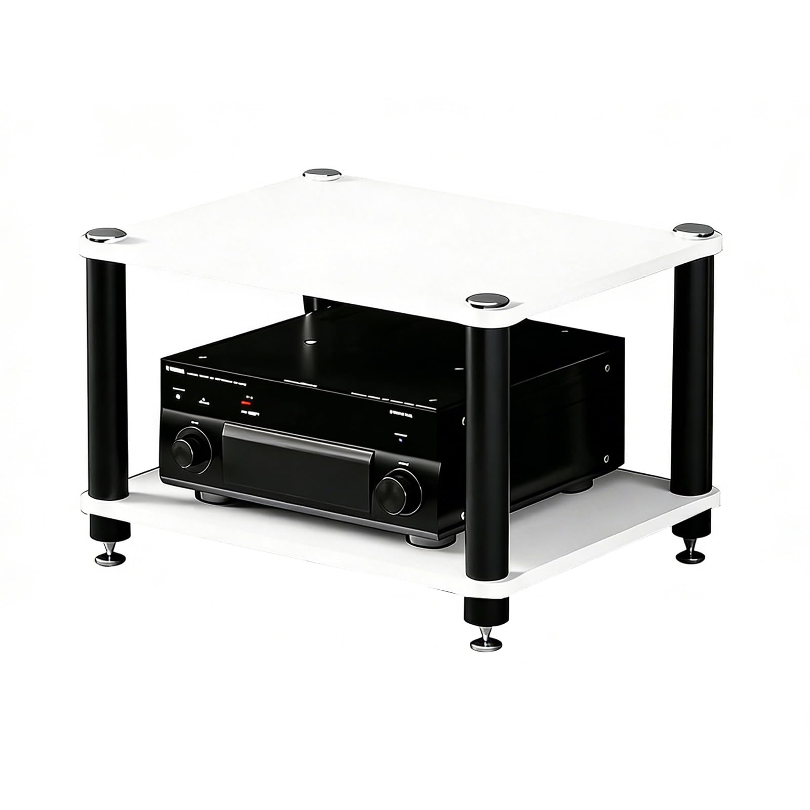 Easnuroz HiFi Rack AV Shelf 2/3/4-Tiers Stereo Stands For Living Room, AV Media Rack Record Player Multifunctional Multi-layer Cabinet For Av Amp/Turntable/Sky Box(White,60 * 48 * 37cm(2Tier))