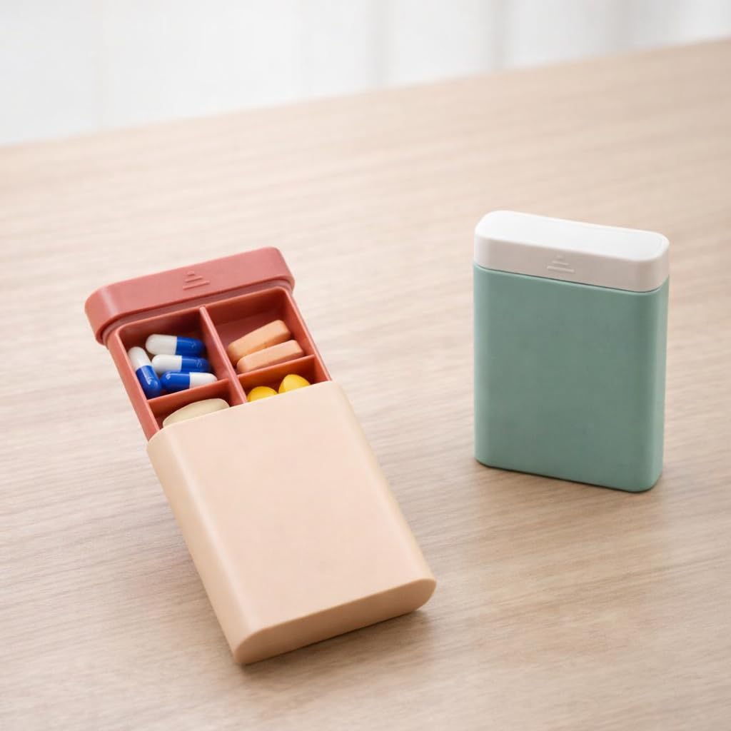 Sumiko 2 Packs Mini Travel Pill Organizer 6 Compartments Moisture Proof Small Pill Box Weekly Dispenser for Pocket Purse Daily | Pill Container for Tablets Fish oils | Vitamins & Supplements-image-26
