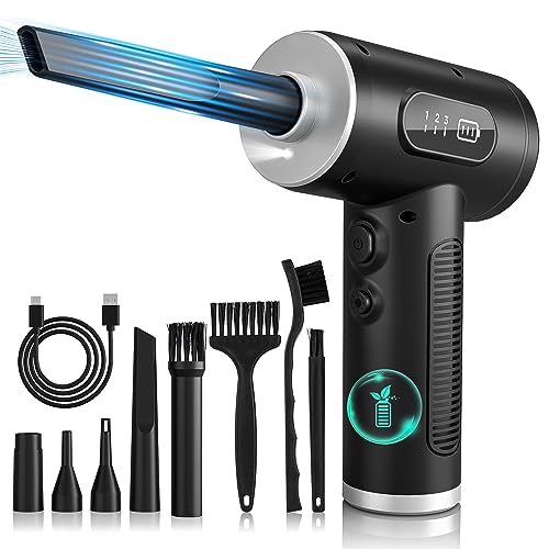 ONEWAY Compressed Air Duster Cleaner for PC Electric Air Duster Rechargable Cordless Reusable Air Blower Duster with LED Light 3 Gear Digital Air Duster Replace Canned Air Duster for Laptop Keyboard