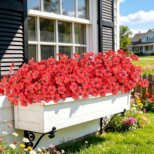 Image of AmyHomie 20 PCS Artificial Flowers for Outdoors, UV Resistant Fake Plants