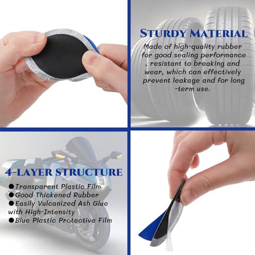 Image of 80 Pack Tire Repair Patch, 58mm Round Universal Tire Tube Patch Repair Kits, Heavy Duty Rubber Tire Tyre Puncture Fast Repair Cold Patches for Car, Truck, Motorcycle, Bike