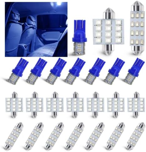 stymart 24 PCS Interior Car Lights, Dome Light Car Bulb Kit Set T10 31mm 41mm LED Interior Replacement Bulbs for Car Interior Lights Dome Lights Plate Lights Map Lights Door Lights License(Blue)