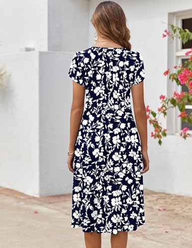 Image of ZEAGOO Womens Casual Dresses for Summer Short Sleeve Flare Midi Dress Loose Flowy Beach Sundress
