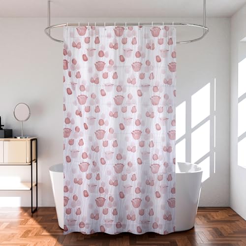 Kuber Industries Shower Curtain | 7 Feet | Bathroom Shower Curtain | AC Curtains | PVC Waterproof Window Curtain | Curtains for Bathtub | 8 Rings Curtain | Brown Gulab | Blury Transparent