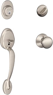 Schlage F60 V PLY 619 PLY Single Cylinder Handleset and Plymouth Knob, Satin Nickel