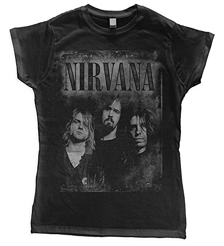 Nirvana T Shirt Faded Faces Band Logo Official Womens Junior Fit Black Size XL Nirvana T Shirt Faded Faces Band Logo Official Womens Junior Fit Black Size XL