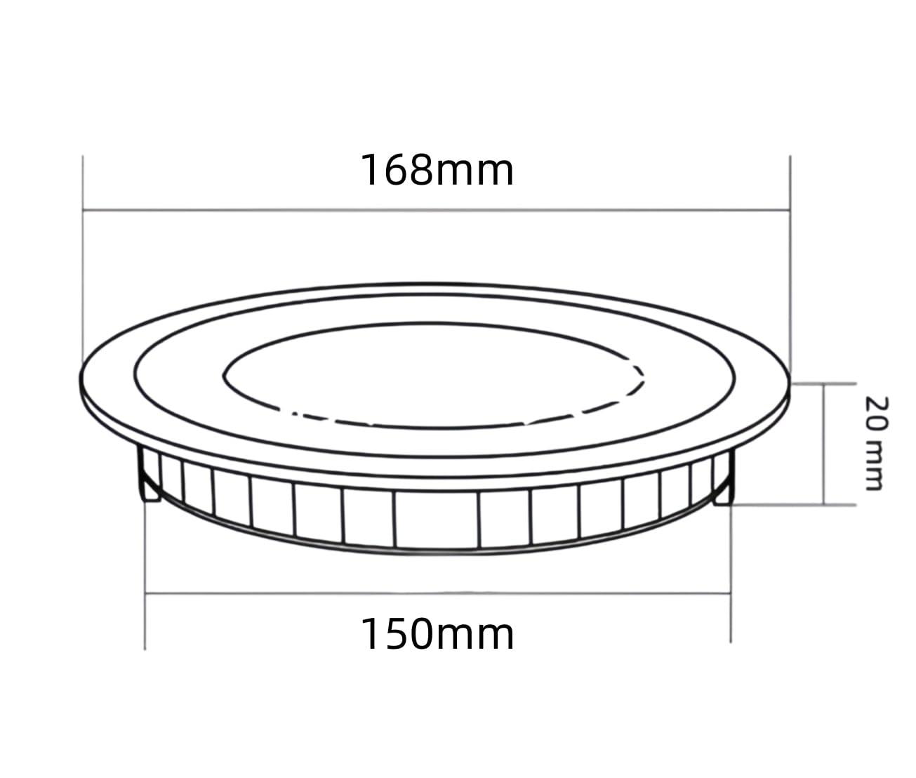 ONSSI Placa LED de Techo 12W 1200lm,(Pack 5) Circular Ø168mm Panel Led Super Slim Empotrado Downlight LED (Blanco Frío,6000k)