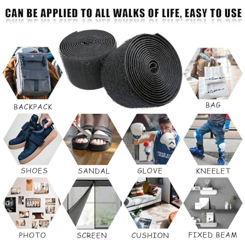 Hzmm 801371 2'' Sew On Hook And Loop Strips, Non-Adhesive, Interlocking Tape, Nylon Strips Fabric Fastener Tape thumb #5