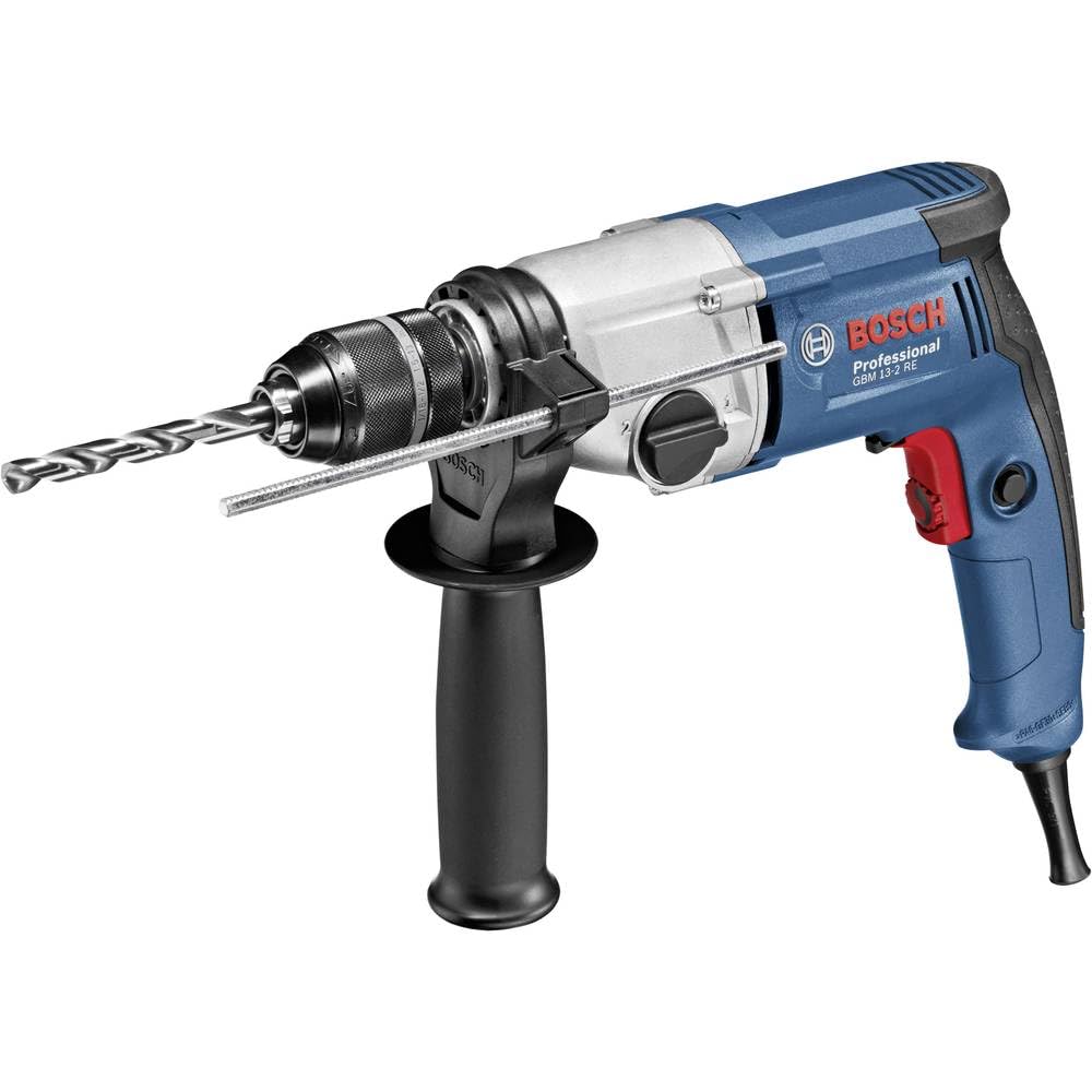 Bosch Professional taladro GBM 13-2 RE (incl. portabrocas intercambiable de alta precisión, 1,5-13 mm, empuñadura auxiliar, profundidad retráctil 210 mm)