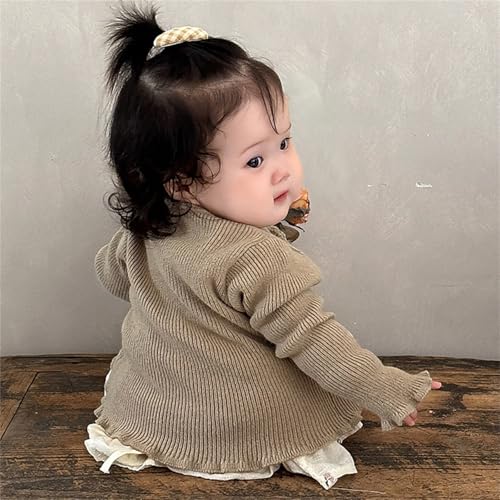 Baby Girls Knit Cardigan 3D Flower Button Sweater for Dress Long Sleeve Warm Cardigan Uniform Sweaters4