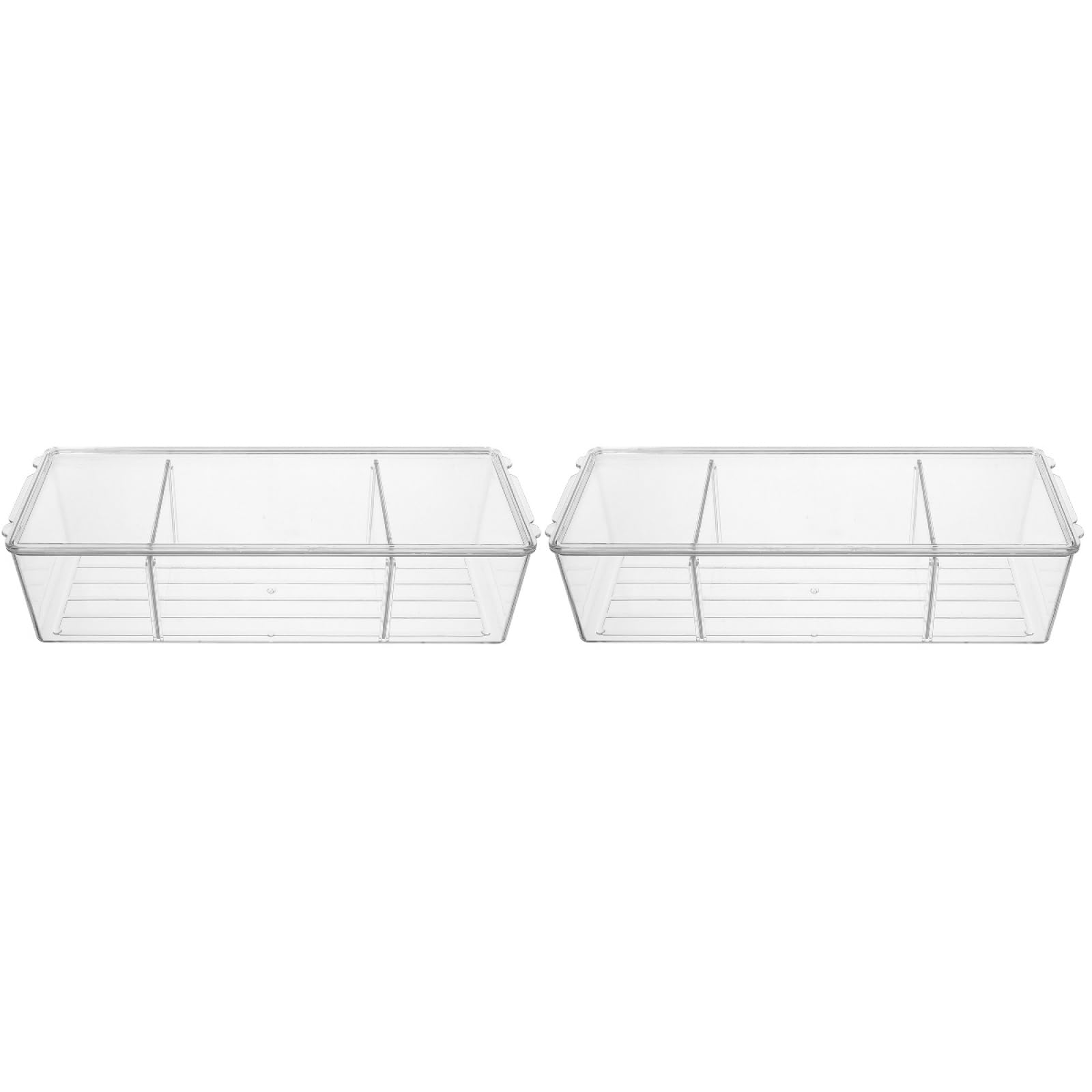 Cabilock 2pcs Transparent Multi-compartment Medicine Organizer Box Pet Storage for Cosmetics Desktop Supplies and Medication Elegant Design for Tidy
