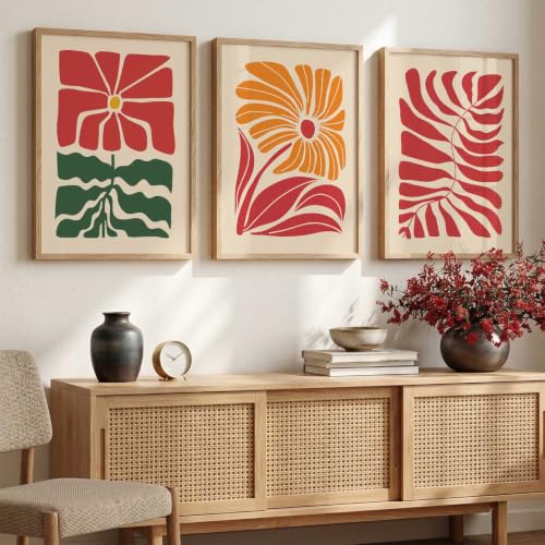 Image of kotart Home Decor Boho Painting Decorative Wall Art poster With Frame For Living Room Bed Room Hotel Wall Decor Digital Reprint Set of 3 (20x30 Inch)