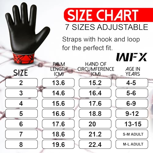 WFX Guantes de portero para niños y jóvenes, guantes de portero de fútbol con doble soporte de muñeca, guantes de portero de fútbol, protección de palma de agarre (rojo, talla 4 adecuada para niños de - imagen 7