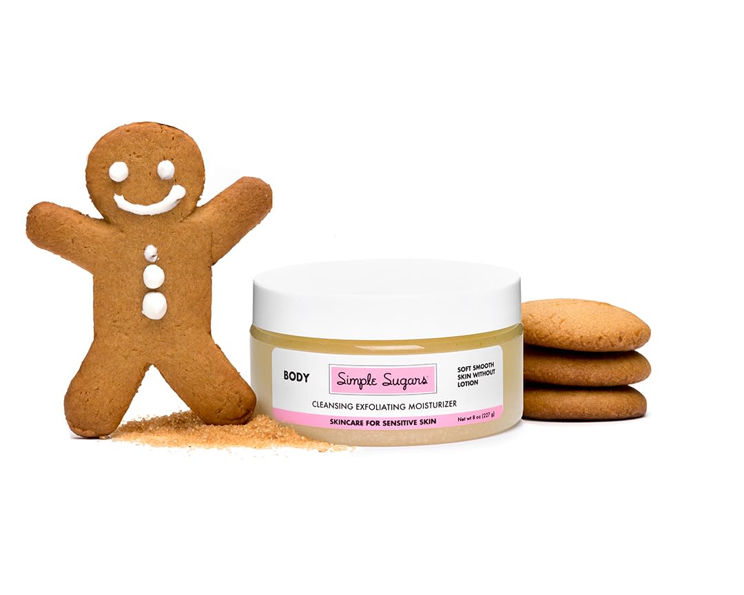 8oz Gingerbread Body with Emu Oil Cleansing Exfoliating Moisturizer Formulated for Sensitive Skin, Eczema, Dry Skin, Psoriasis, Keratosis Pilaris
