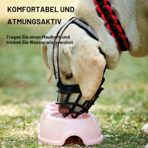 Maulkorb für Große Hunde, FainFun Silikon Maulkorb Mittlere Hunde, Hundemaulkorb Stoff, Verstellbare Schlaufe, Verhindert Bellen, Beißen und Kauen(L)