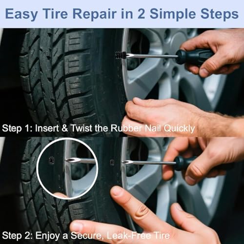 WMJFG 70 PCS Tire Repair Rubber Nail for Lexmoto Assault 125 / Venom 125, Wear Resistance Spiral Rubber Screws Fast Self-Service Tool Tire Puncture Repair