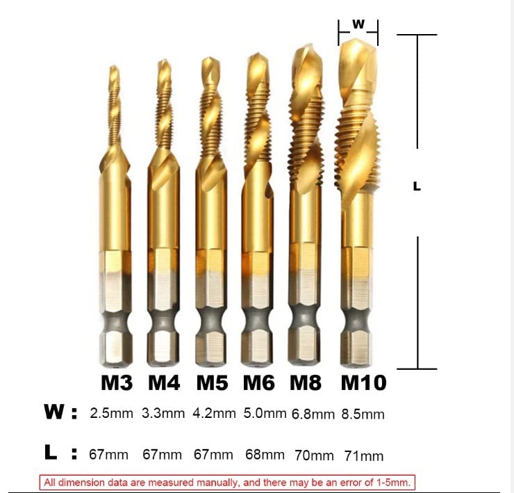 HSS-Gewindebohrer-Set 6-tlg. – M3 Bis M10, Sechskantschaft, Inkl. Automatischem Körner, Für Metall & Holz