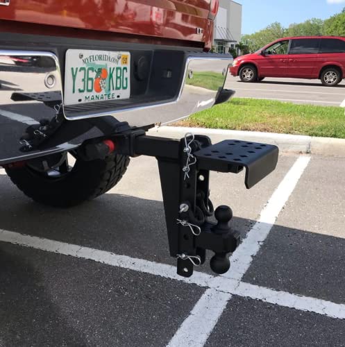 Bulletproof Hitches 2.0" Adjustable Heavy Duty (22,000Lb Rating) 10" Drop/Rise Trailer Hitch With 2" And 2 5/16" Dual Ball (Black Textured Powder Coat, Solid Steel) #TOP6