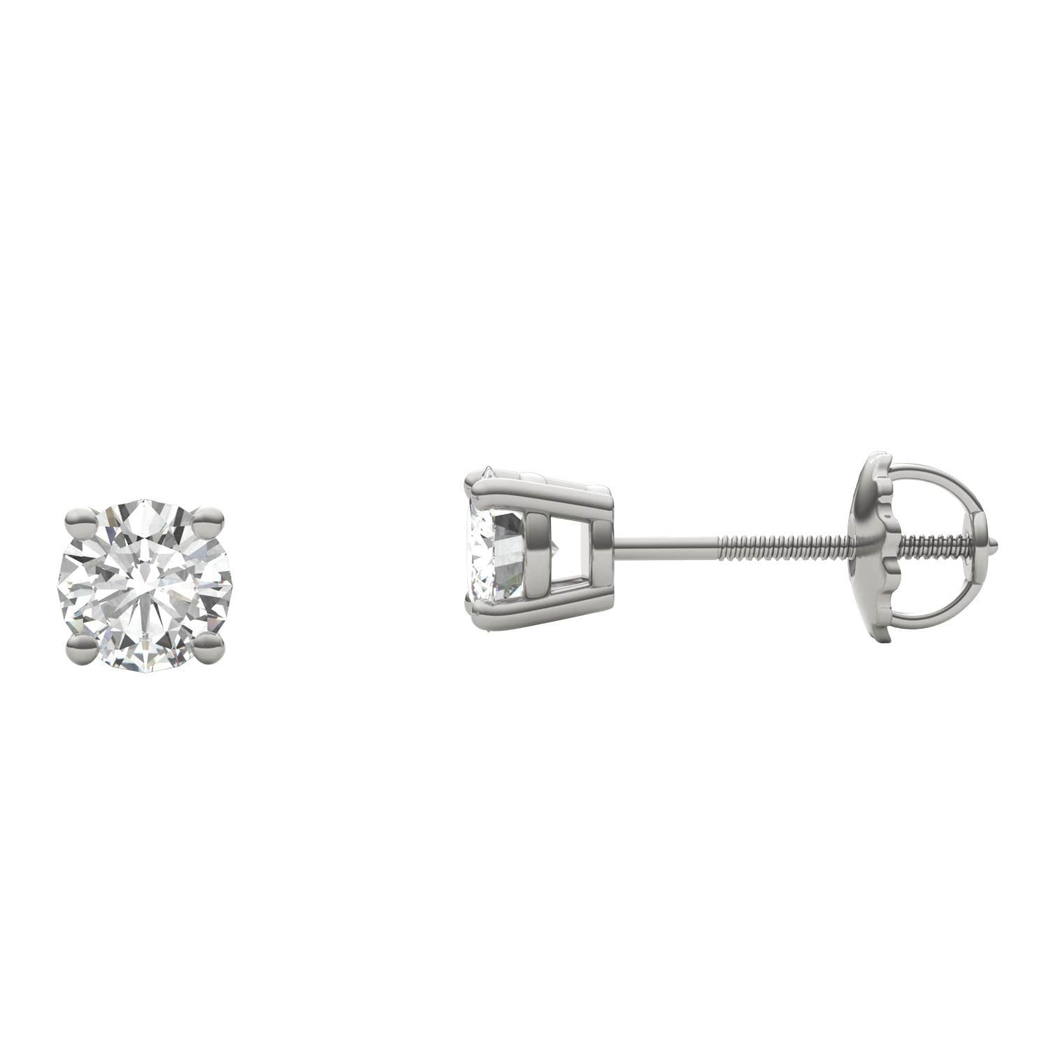 14K White Gold Forever One 5mm Round Moissanite Screw Back Stud Earrings 1.00cttw DEW (G-H-I) by Charles & Colvard