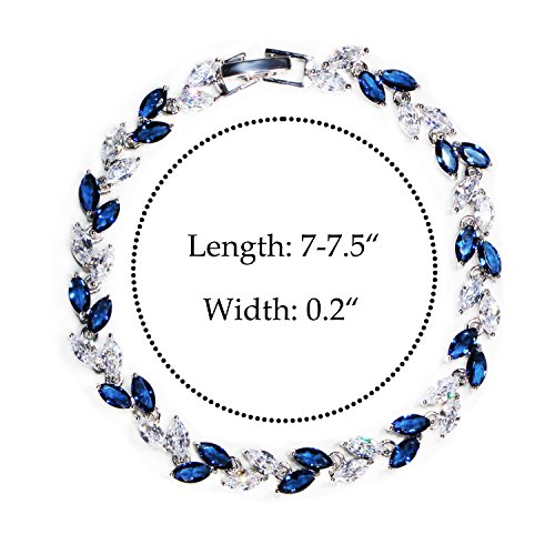 Me&Hz Silver Plated Crystal Tennis Bracelet Cubic Zirconia Birthstone CZ Bracelets Classic Leaf Bracelets for Women Sparkly Formal Wedding Bracelet Jewelry Gift3