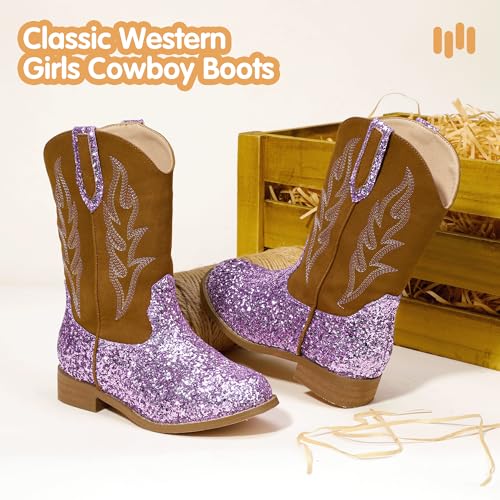 Hehainom Girls Cowgirl Boots for Toddler Cowgirl Booties Little Big Kids Western Mid Calf Riding Shoes Boys Cowboy Boots4