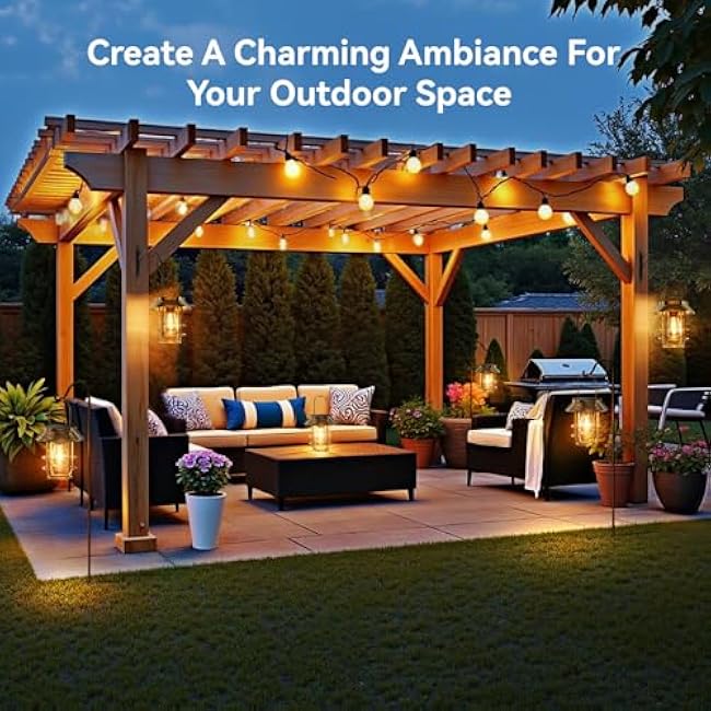 Solar Lanterns Outdoor Waterproof, High Brightness Hanging Solar Lights for Outside with Wall Hooks, Retro Metal Outdoor Lanterns Auto On/Off for Porch, Patio, Yard Decor 2 Pack