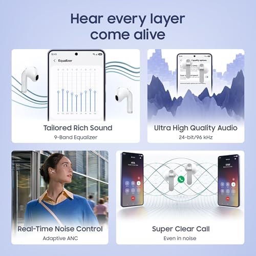 Image of Samsung Galaxy Buds4 (Black) in-Ear Wireless Earbuds with Hi-Fi Audio | Adaptive ANC and EQ 2.0 | 360-Audio | Live Translation | Head Gesture Control | IP54