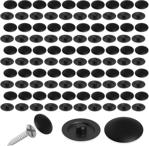 FunWorth 100 Stück Schraubenabdeckungen, Dekorative Kappen für Kreuzschlitzschrauben (12mm), Wasserdicht und Korrosionsschutz für 7-8mm Möbelschrauben (Schwarz-100Stücke)