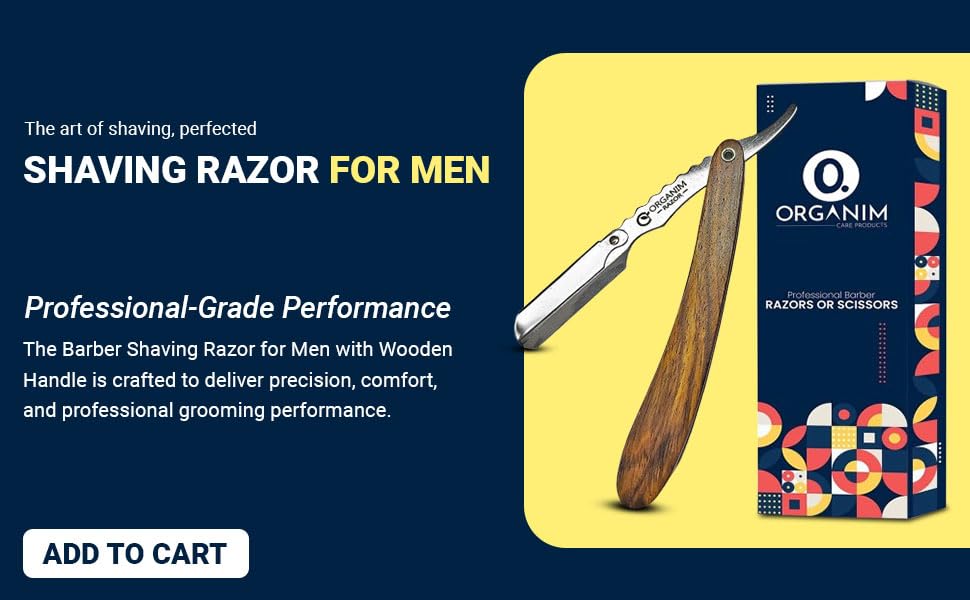 Image of ORGANIM Professional Wood Ustra for Men - Stainless Steel Straight Razor Salon for Barber Shaving - Saloon Style Manual Shave Ustra with Premium Wooden Handle - Beard Shaping & Lining (Blades Not Included)