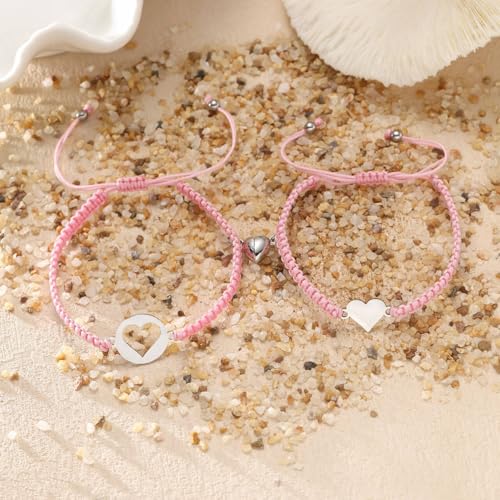 Image of First Day of Kindergarten Pre K Gifts for Mother Daughter,Mommy and Me Bracelet Matching Heart Bracelets Set for 2