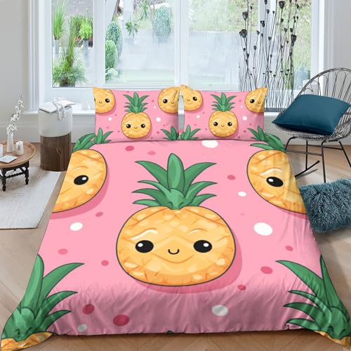 Lovely-Pineapple-3D-Printedcartoon-Fruit-Bedding-Set-Quilt-Cover-Comforter-Covers-Duvet-Cover-Microfiber-with-Pillowcases-3-Pieces-for-Childrens-and-Adults-with-Zipper-Closure-Queen228x228cm 51G6qkQpRyL