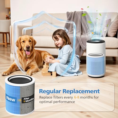 Image of Core 400S-P Smoke Replacement Filter for LEVOIT Core 400S-P Smart Air Purifi-er, 3-IN-1 HEPA Air Filter and Activated Carbon Filter, LRF-C401S-P-WUS, 2 Pack, Blue