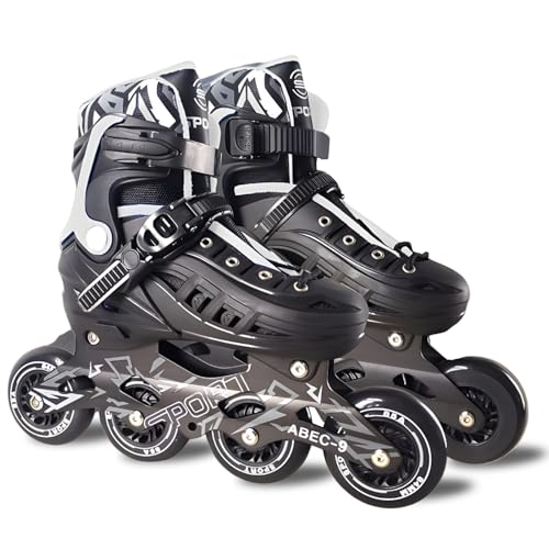 Patins Adulto Inline ABEC-9 - Freestyle Urban para Performance Profissional, Rodas de PU 84mm com Dureza 85A (Cinza, L (39 ao 43))