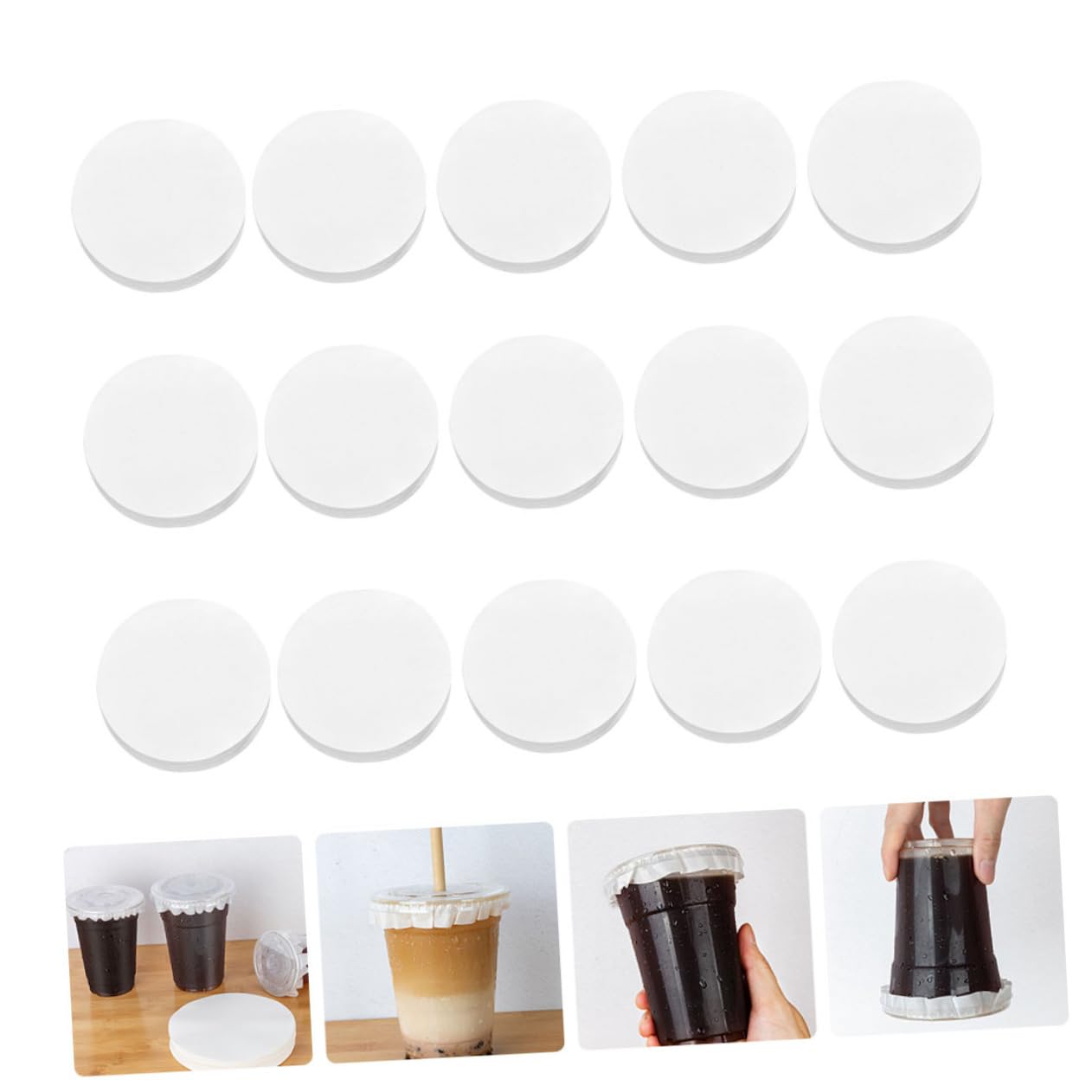 FOMIYES 500pcs Leak-proof Sealing Paper Coffee Sealing Pads Spill Proof Paper Films Round Paper Films Bottle Sealing Papers Spill Proof Films Practical Paper Films re-usable
