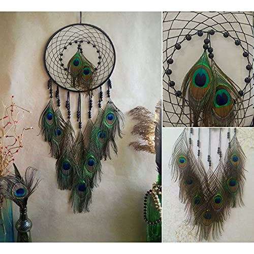 Dream Catcher with Peacock Feathers, Handmade Dream Catcher for Kids, Bedroom, Wedding Party, Blessing Gift