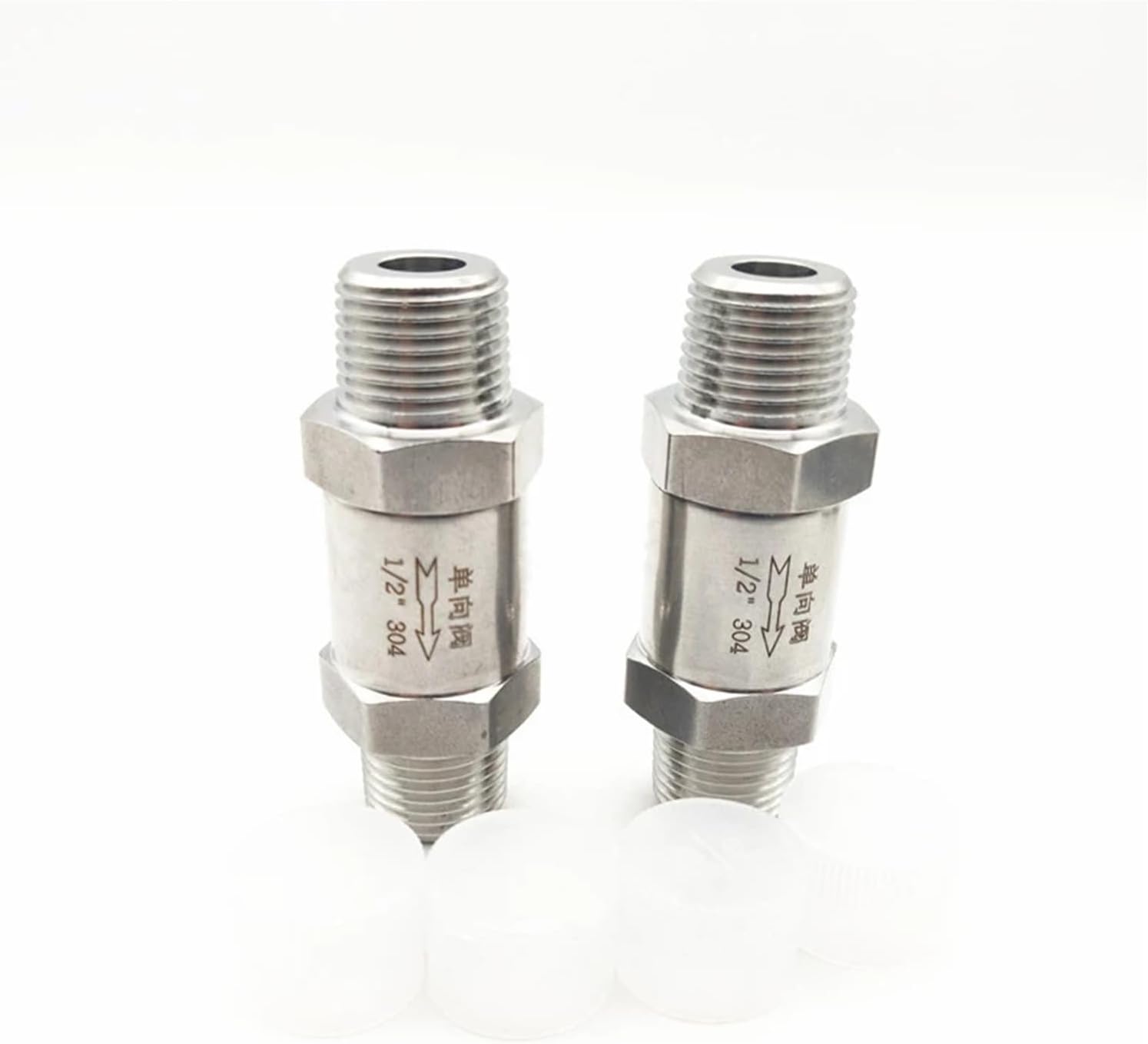 304 Stainless Steel Check Valve - 1/8" 1/4" 1/2" Hex Male Thread One Way Flow Control(1/8")