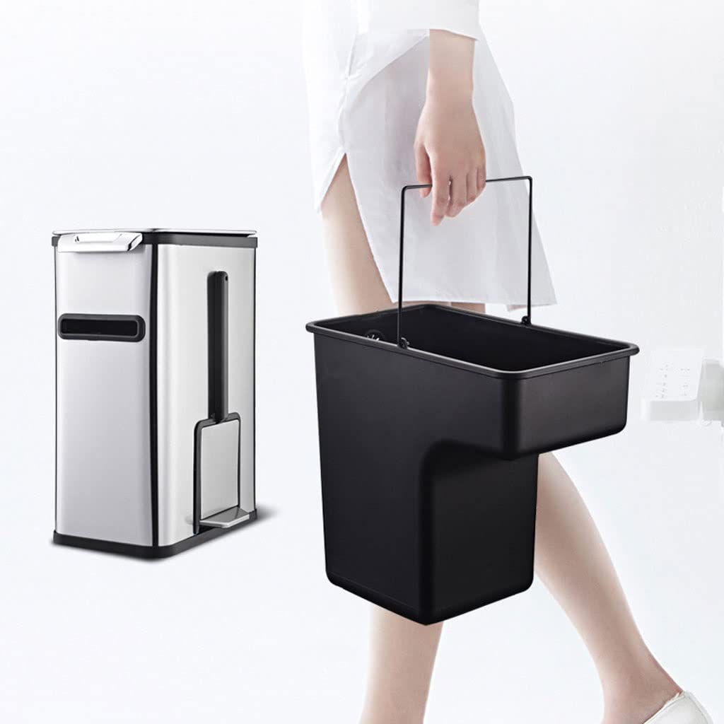 Papelera de Interior Papelera de baño Papelera de Acero Inoxidable de inducción Inteligente Papelera de baño Inodoro multifunción Escobilla de baño autónoma Papelera de Toalla (Plata M)