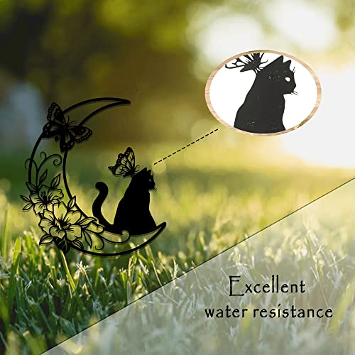 Black Cat And Moon Wall Art Witchy Room Decor Butterfly Wall Decormoon Decor Moon Flower Wall Art Moon Phase Wall Art Moon Decor For Bedroom And Bathroom Black Cat Wall Sculpture For Cats Lover #TOP2