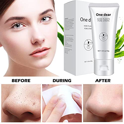 VERONNI Blackhead Remover Mask - 3 In One Black Head Remover Peel Off Facial Mask , Deep Purifying Nose Cleaner with Brush and 60pcs Paper Plants Pore Nose Strips 1.05 Ounce