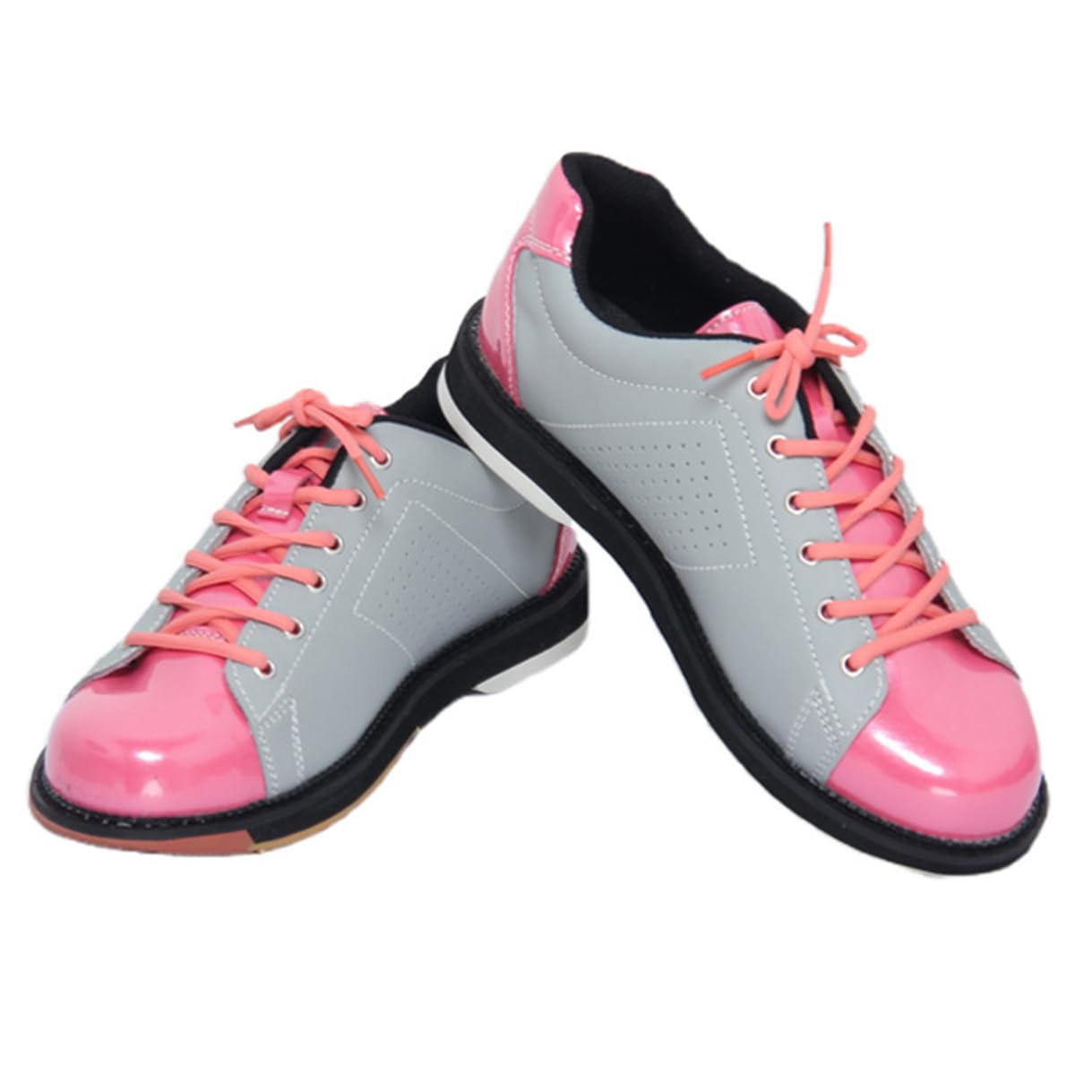 Damen Bowlingschuhe Leder Leicht Atmungsaktiver Bowlingschuhe Schnürung Bequeme Verschleißfeste Dämpfung