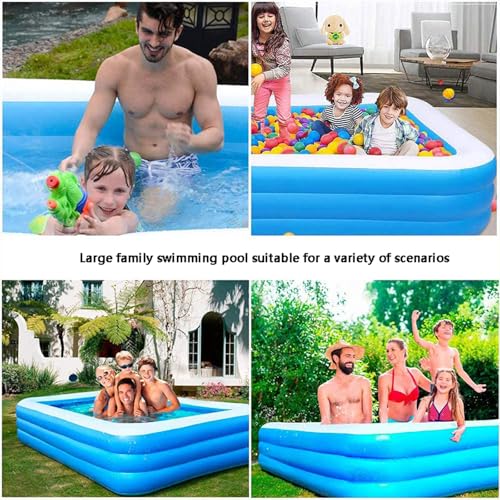 Generico Piscina Gonfiabile per Famiglie 305x175x60cm, Centro di Nuoto Rettangolare addesciso per Il Giardino del Cortile, Materiale Durevole Sicuro del PVC per Gli Adulti dei Bambini