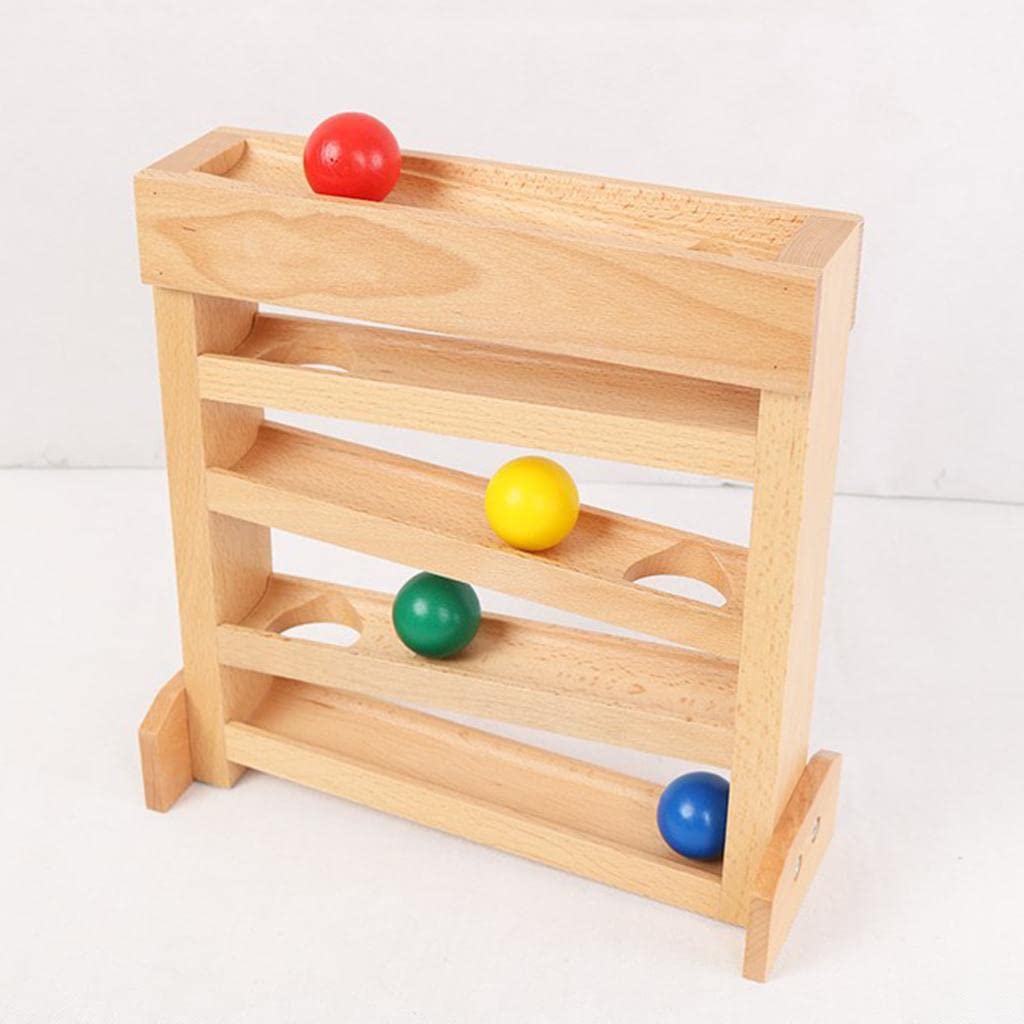 4 Stück Kugel Holz Kugelbahn Ball Drop Lernspiel Balllabyrinth für Kinder Sensorisches Training Hand-auge-koordination