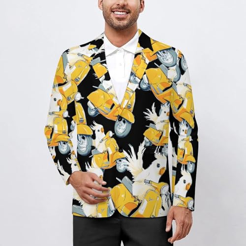 Cockatiel Riding Motorcycle Men's Slim Suit Long-Sleeve Prom Tuxedo Classic Two Button Business Jacket2